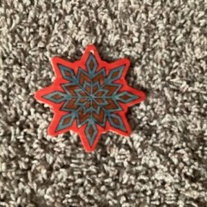 Black, brown blue snowflake ornament
